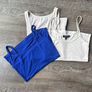 Topshop Dual Pack Camisoles in Blue and Cream